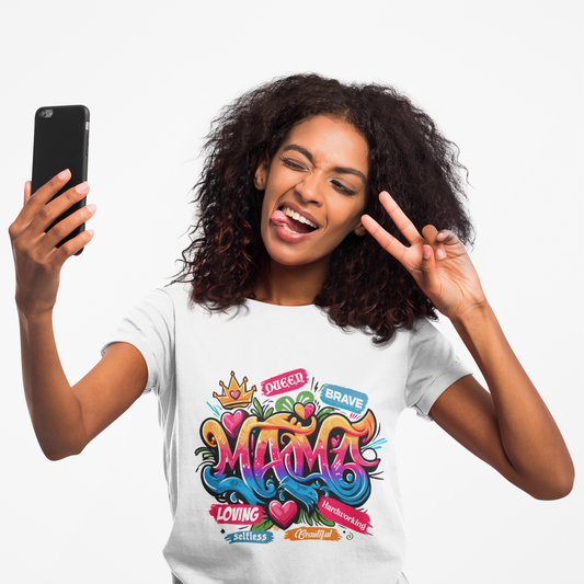 Unisex Heavy Cotton Tee - 'Queen, Brave, Loving' Colorful Graphic Tee